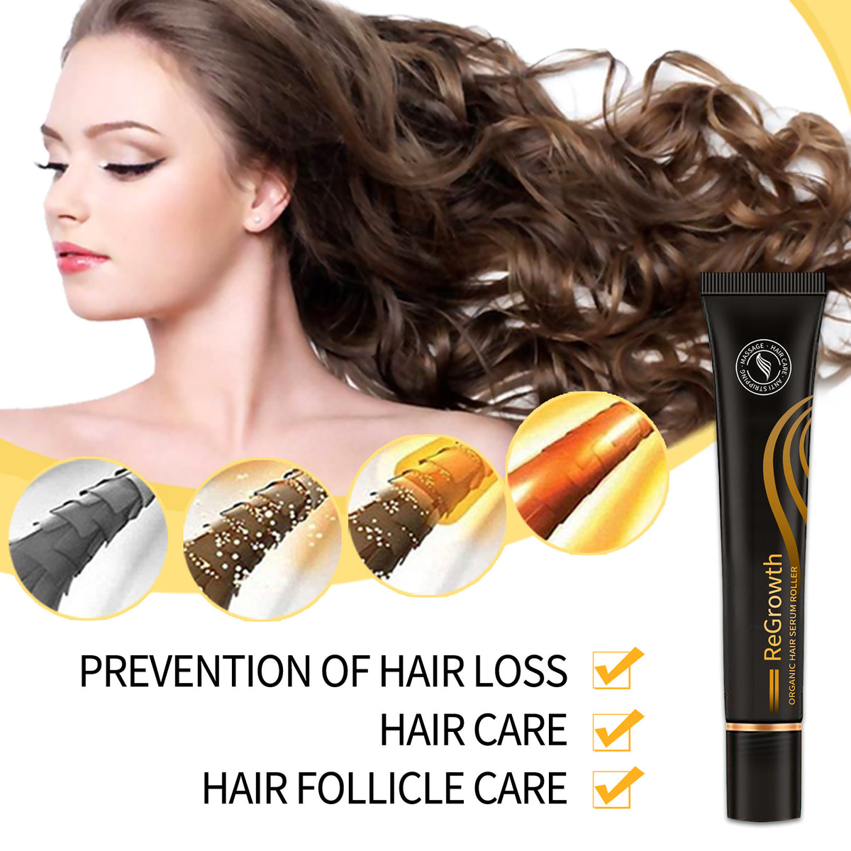 Regrowth Organic Hair Serum Roller Set Hair Care Anti Stripping Liquid Suitable For All Types Of Hair Loss Scalp Nourishing - Get Me Products